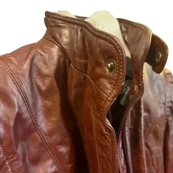 ‼️SOLD‼️ VINTAGE High Sierra Oxblood Genuine Leather Bomber Jacket Size 11-12 - Picture 4 of 10